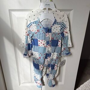 Chic Blue and White Kids Footie